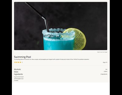 Cocktail detail page